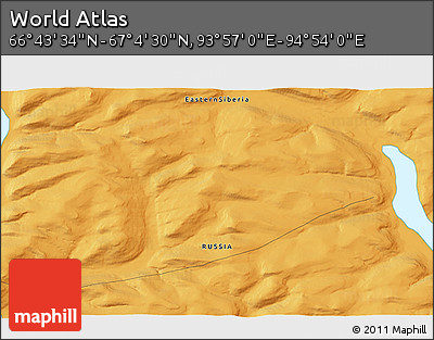 Political 3D Map of the Area around 66° 54' 2" N, 94° 25' 30" E