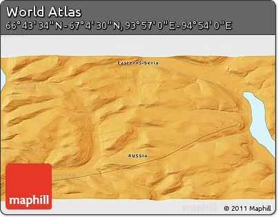 Political 3D Map of the Area around 66° 54' 2" N, 94° 25' 30" E