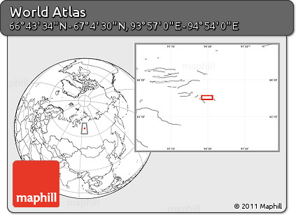 Blank Location Map of the Area around 66° 54' 2" N, 94° 25' 30" E