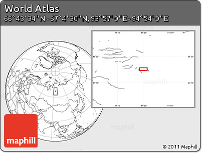 Blank Location Map of the Area around 66° 54' 2" N, 94° 25' 30" E