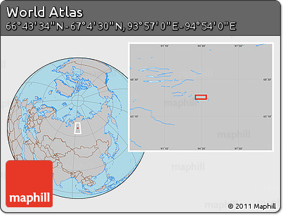 Gray Location Map of the Area around 66° 54' 2" N, 94° 25' 30" E