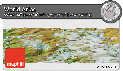 Satellite Panoramic Map of the Area around 66° 54' 2" N, 94° 25' 30" E