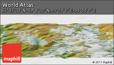 Satellite Panoramic Map of the Area around 66° 54' 2" N, 94° 25' 30" E