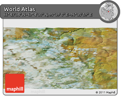 Satellite 3D Map of the Area around 66° 54' 2" N, 96° 7' 30" E