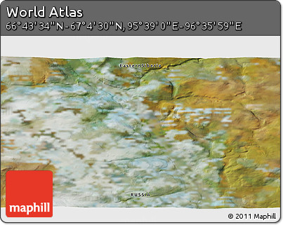 Satellite 3D Map of the Area around 66° 54' 2" N, 96° 7' 30" E
