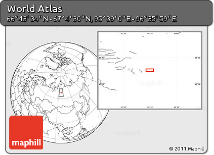 Blank Location Map of the Area around 66° 54' 2" N, 96° 7' 30" E