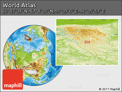 Physical Location Map of the Area around 66° 54' 2" N, 96° 7' 30" E