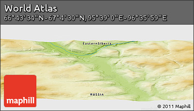 Physical Panoramic Map of the Area around 66° 54' 2" N, 96° 7' 30" E