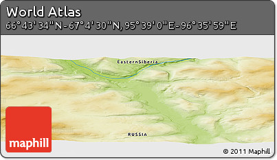 Physical Panoramic Map of the Area around 66° 54' 2" N, 96° 7' 30" E