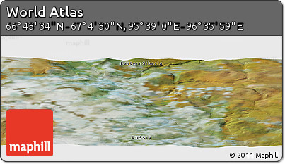 Satellite Panoramic Map of the Area around 66° 54' 2" N, 96° 7' 30" E