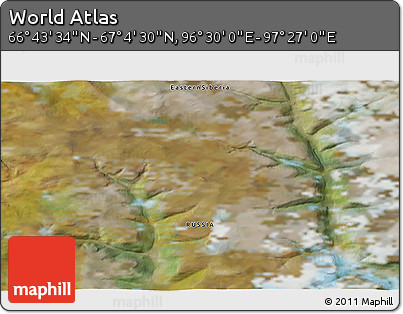 Satellite 3D Map of the Area around 66° 54' 2" N, 96° 58' 29" E