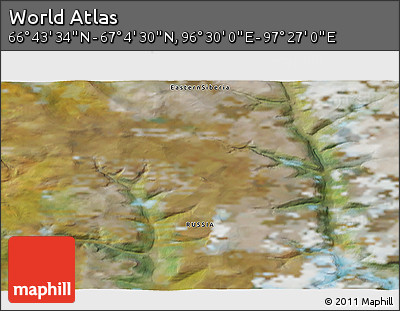 Satellite 3D Map of the Area around 66° 54' 2" N, 96° 58' 29" E