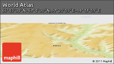 Physical Panoramic Map of the Area around 66° 54' 2" N, 97° 49' 29" E
