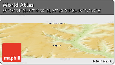 Physical Panoramic Map of the Area around 66° 54' 2" N, 97° 49' 29" E