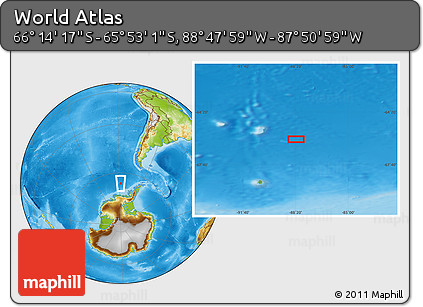 Physical Location Map of the Area around 66° 3' 39" S, 88° 19' 29" W
