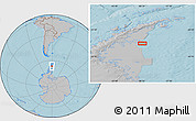 Gray Location Map of the area around 66° 22' 38" S, 60° 16' 29" W, hill shading
