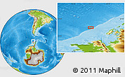 Physical Location Map of the area around 66° 22' 38" S, 72° 10' 30" W