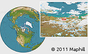Satellite Location Map of the area around 67° 12' 43" N, 100° 13' 29" W