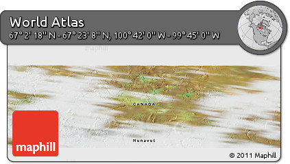 Satellite Panoramic Map of the Area around 67° 12' 43" N, 100° 13' 29" W