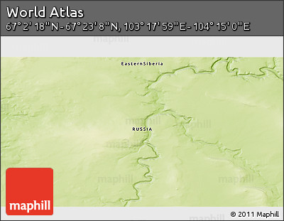 Physical 3D Map of the Area around 67° 12' 43" N, 103° 46' 30" E