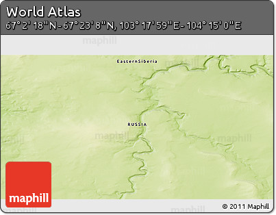 Physical 3D Map of the Area around 67° 12' 43" N, 103° 46' 30" E