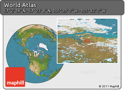 Satellite Location Map of the Area around 67° 12' 43" N, 106° 10' 30" W