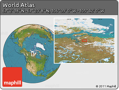 Satellite Location Map of the Area around 67° 12' 43" N, 106° 10' 30" W