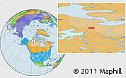 Political Location Map of the area around 67° 12' 43" N, 116° 22' 30" W