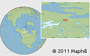 Savanna Style Location Map of the area around 67° 12' 43" N, 116° 22' 30" W