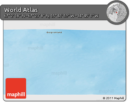 Physical 3D Map of the Area around 67° 12' 43" N, 15° 13' 29" W