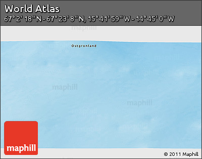 Physical 3D Map of the Area around 67° 12' 43" N, 15° 13' 29" W