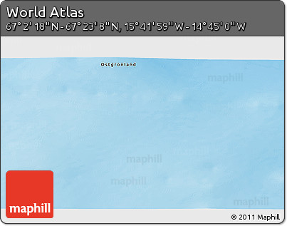 Physical 3D Map of the Area around 67° 12' 43" N, 15° 13' 29" W