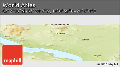 Physical Panoramic Map of the Area around 67° 12' 43" N, 19° 37' 30" E