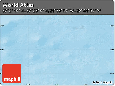 Physical Map of the Area around 67° 12' 43" N, 21° 10' 29" W