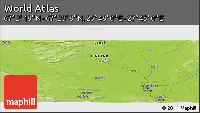 Physical Panoramic Map of the Area around 67° 12' 43" N, 27° 16' 29" E