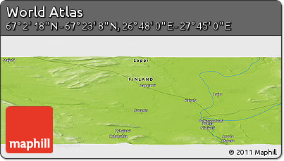 Physical Panoramic Map of the Area around 67° 12' 43" N, 27° 16' 29" E