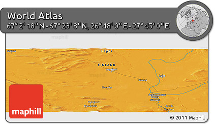 Political Panoramic Map of the Area around 67° 12' 43" N, 27° 16' 29" E
