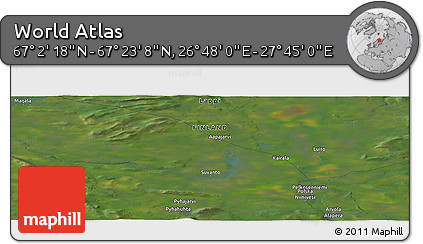 Satellite Panoramic Map of the Area around 67° 12' 43" N, 27° 16' 29" E