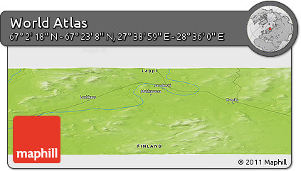 Physical Panoramic Map of the Area around 67° 12' 43" N, 28° 7' 30" E