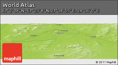 Physical Panoramic Map of the Area around 67° 12' 43" N, 28° 7' 30" E
