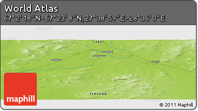 Physical Panoramic Map of the Area around 67° 12' 43" N, 28° 7' 30" E