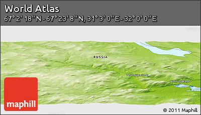 Physical Panoramic Map of the Area around 67° 12' 43" N, 31° 31' 29" E