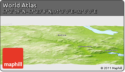 Physical Panoramic Map of the Area around 67° 12' 43" N, 31° 31' 29" E