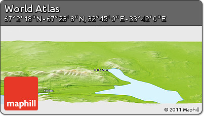 Physical Panoramic Map of the Area around 67° 12' 43" N, 33° 13' 30" E