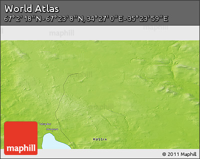 Physical 3D Map of the Area around 67° 12' 43" N, 34° 55' 29" E