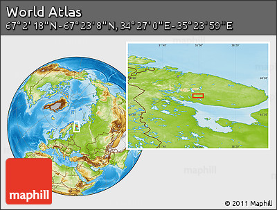 Physical Location Map of the Area around 67° 12' 43" N, 34° 55' 29" E