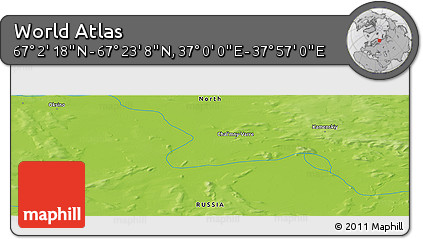 Physical Panoramic Map of the Area around 67° 12' 43" N, 37° 28' 30" E
