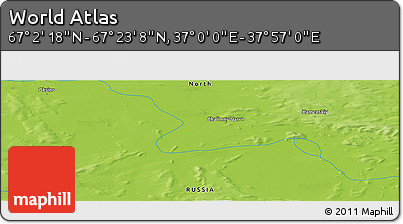 Physical Panoramic Map of the Area around 67° 12' 43" N, 37° 28' 30" E