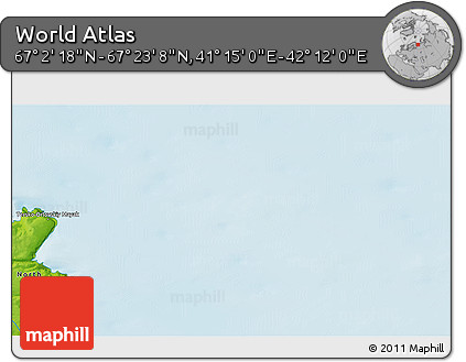 Physical 3D Map of the Area around 67° 12' 43" N, 41° 43' 30" E