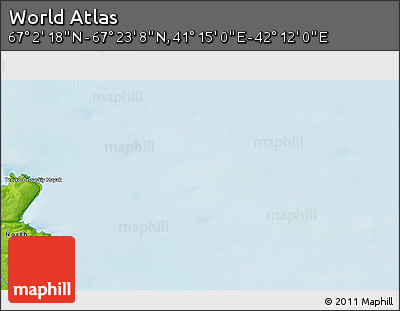 Physical 3D Map of the Area around 67° 12' 43" N, 41° 43' 30" E